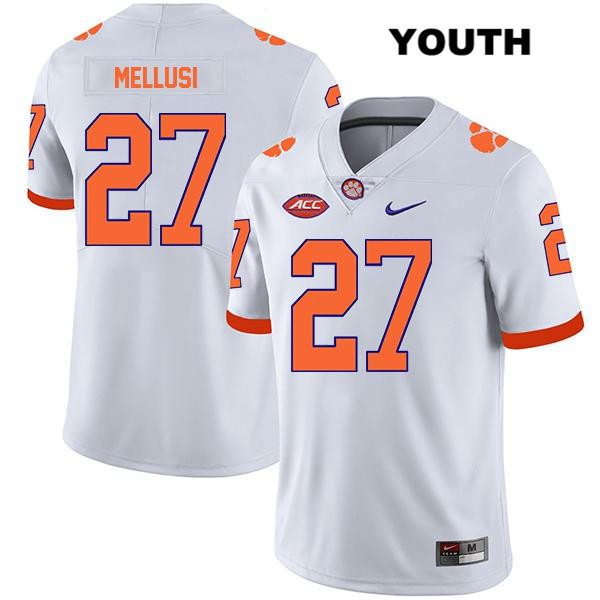 Youth Clemson Tigers #27 Chez Mellusi Stitched White Legend Authentic Nike NCAA College Football Jersey VZY5546HQ